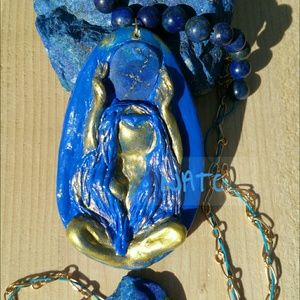 Lapis Lazuli Clay Goddess Pendant